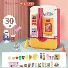 Red Spray-30pcs Kids Toy Fridge Accessories with Real Ice Spray, Kitchen Play Set for Boys Girls, Mini Food Toys Gift 26-27s