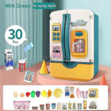 Verde-30 pezzi Set Cucina Giocattolo: Frigorifero con Ghiaccio Vero Spray, Accessori Mini Alimenti, Regalo per Bambini 26-27 Anni