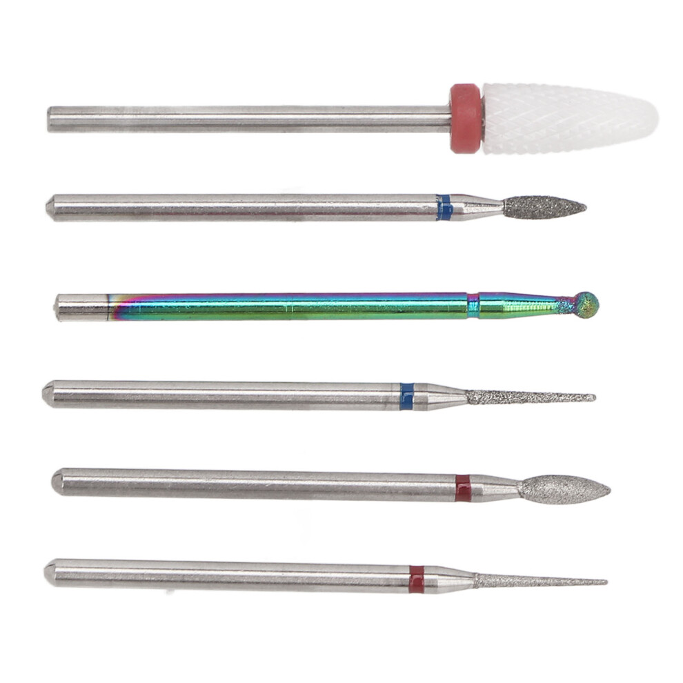 6pcs Ceramic Nail Drill Bits Tungsten Steel Polish Cuticle Removers for Nail Artists
