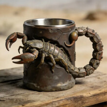 3D Radiant Scorpion Monster Mug Creative Tail Shaped Handle Stainless Steel Inner Tank Resin Craftsmanship Water Cup Coffee Cup