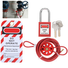 Security Energy Lock Kit with Adjustable Cable for Valves Red Universal