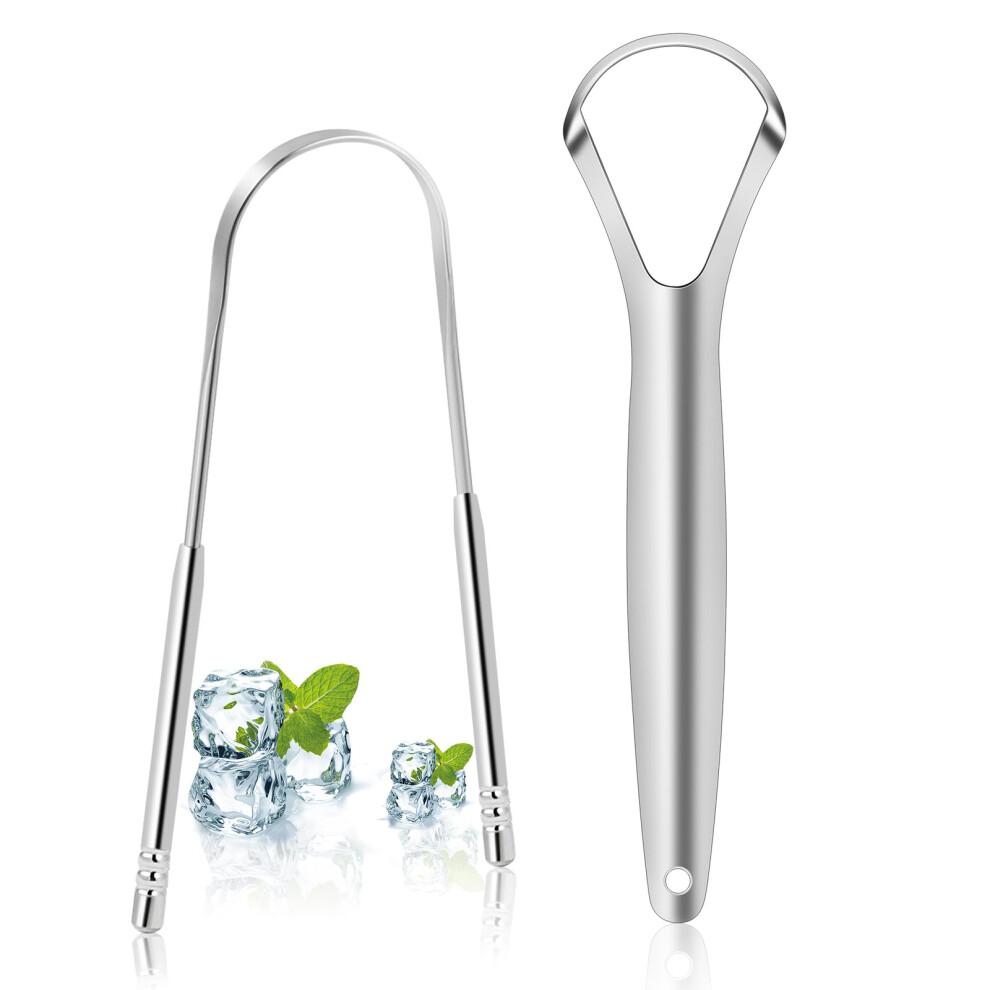 Stainless Steel Tongue Scraper for Fresh Breath and Oral Hygiene, Heavy Duty Mouth Cleaner