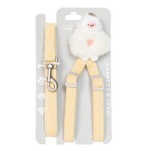 Collier de chat harnais laisse réglable en velours côtelé-Jaune