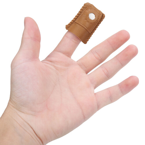 Adjustable Copper Thimble with Leather Coin for Hand Sewing & Needlework 1