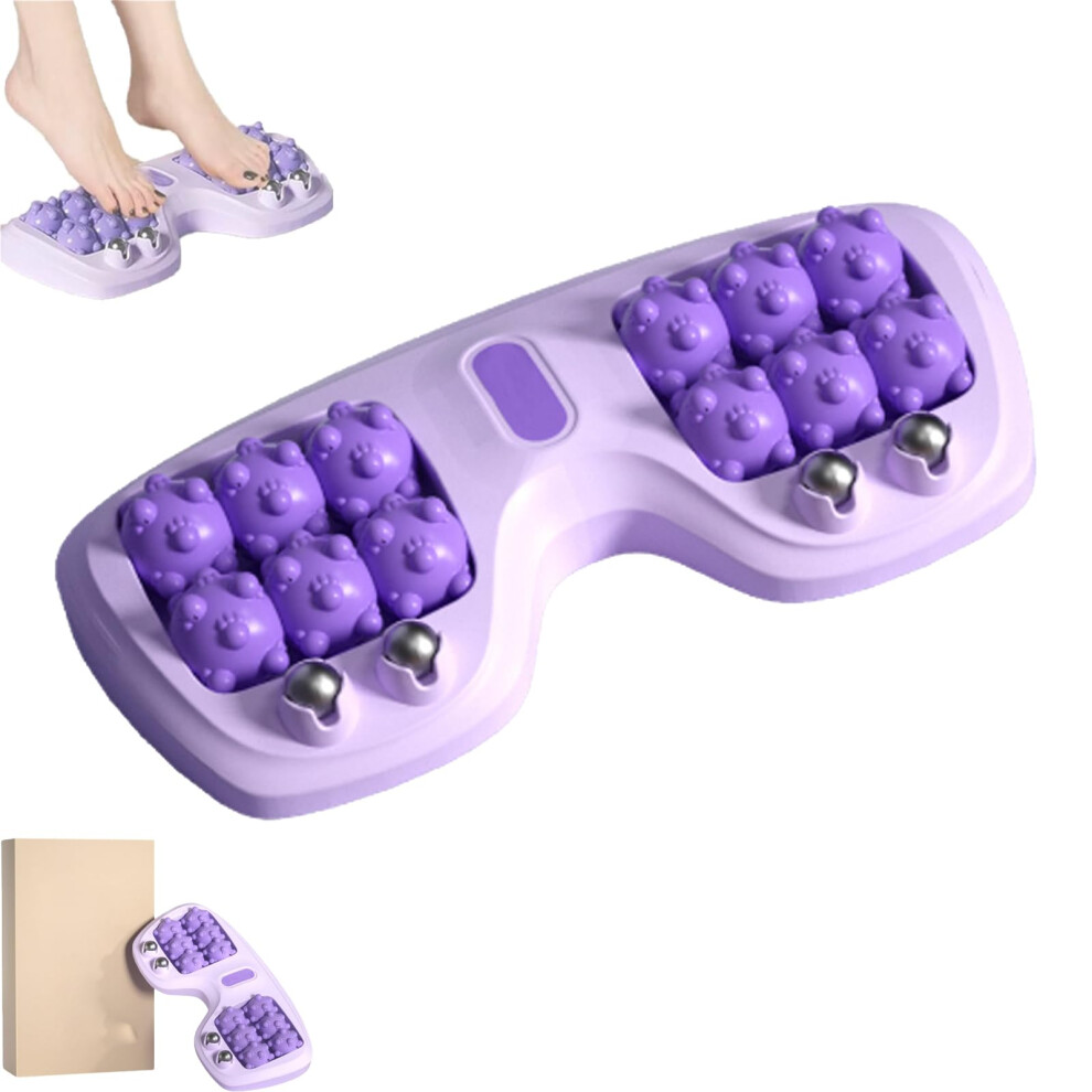 Dual Foot Massage Roller with Magnetic Bead Therapy, Acupressure Pain Relief for Home and Office (Purple)