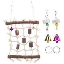 Chew Toy For Birds Natural Wood And Hemp Rope Bird Climbing Ladder Play Gym Hanging Swing Net Durable Fun Equipment Bird Cage Accessories Simple