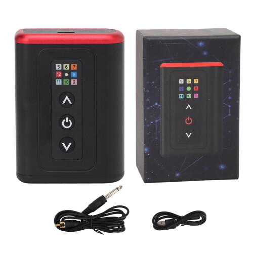 Portable Tattoo Power Unit with Square Column Structure, Wireless Digital Display Battery with Type C Control Switch, Lightweight Design for