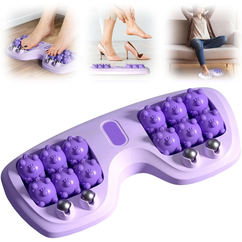 Purple Dual Foot Massage Roller For Plantar Fasciitis, Arch Support With Acupressure Nodes,