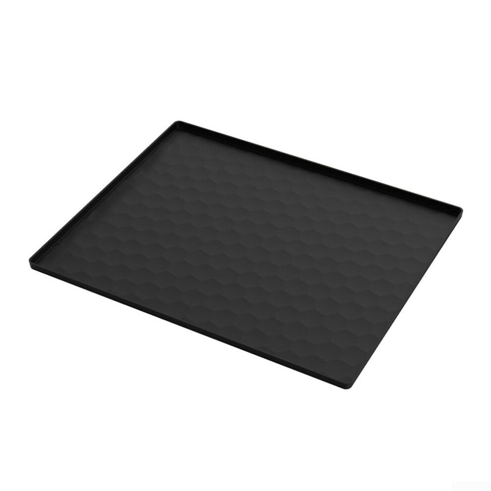 Bedside Commode Mat Waterproof Floor Protector with Raised Edge Non Slip 60x50cm Black