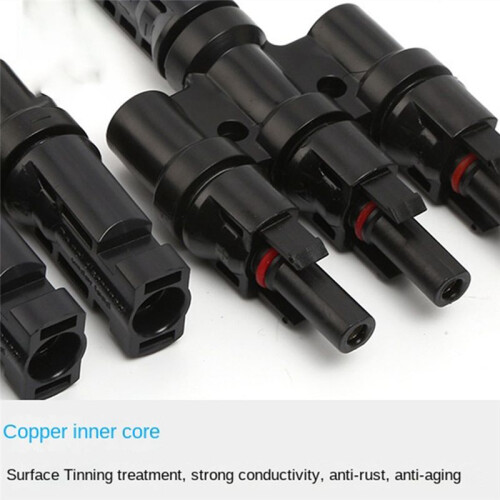 Photovoltaic Connector T-Type Four-Way One-Point Four-Way Conversion Connector Solar Panel Assembly Parallel Plug 2
