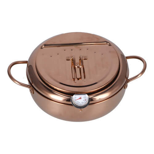 Fritteuse aus Edelstahl mit Thermometer, 3,2 l, 1