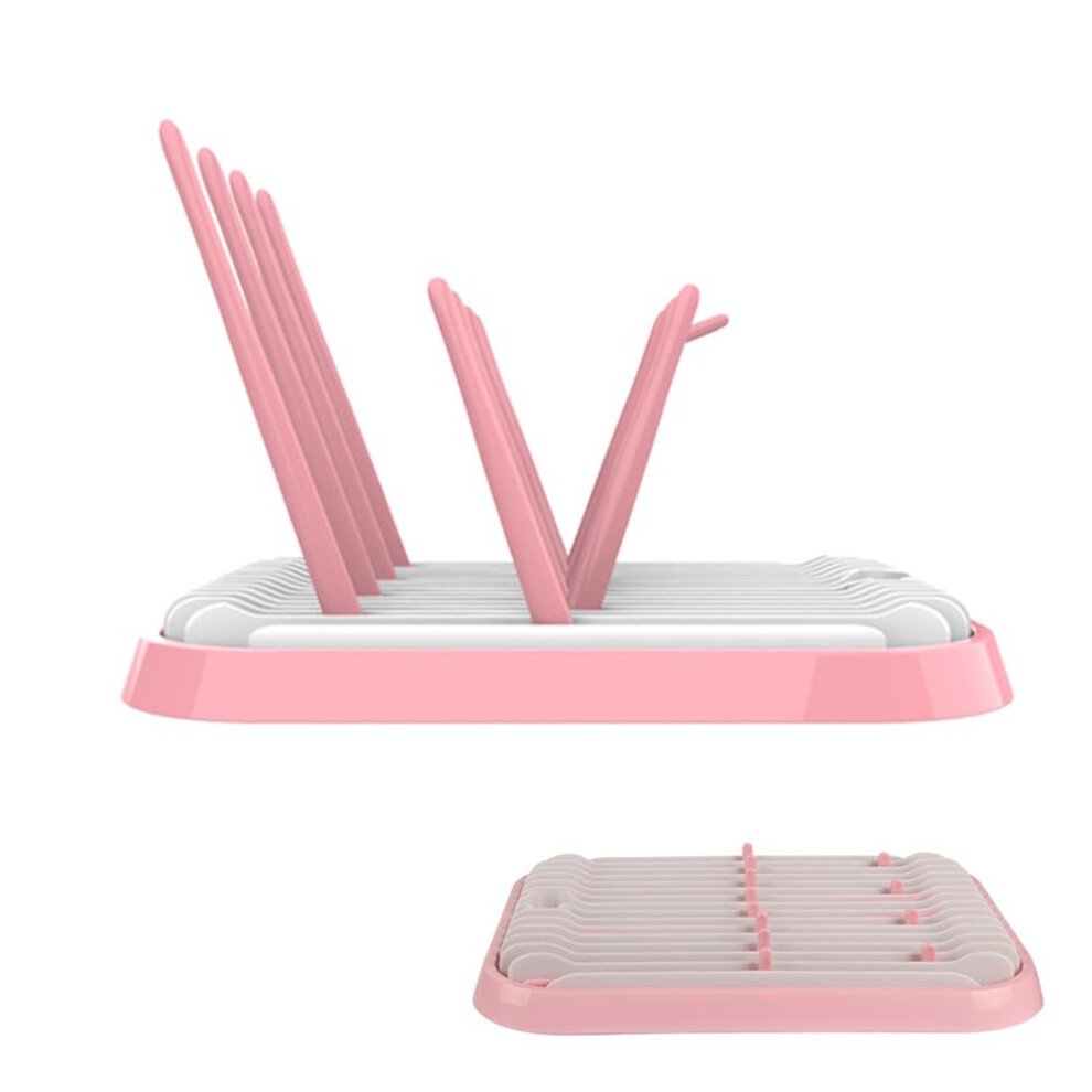 Folding Baby Bottle Drying Rack Vertical Bottle Dryer Holder For Nipples Cups Pumps Accessories Pink