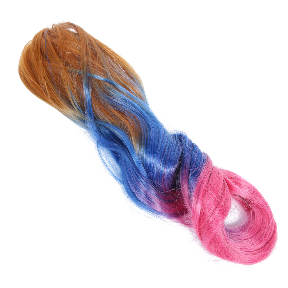 Unisex 3 Colors Claw Clip Hair Wig Extensions Ponytail 55Cm Curly Synthetic