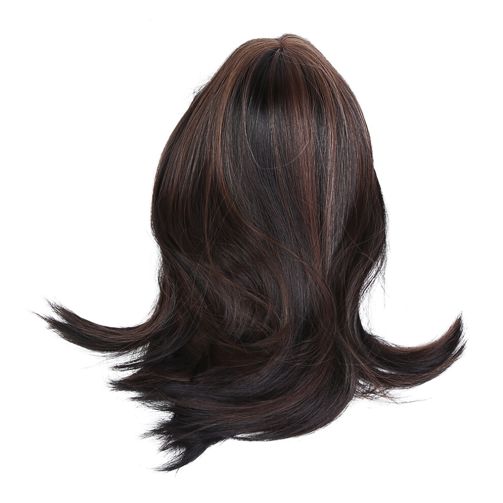Unisex Layered Bangs Straight Synthetic Fiber Shoulder Length Hair Daily Use Wig High Temperature Fiber Natural Looking Multiple Looks Extend Service Life