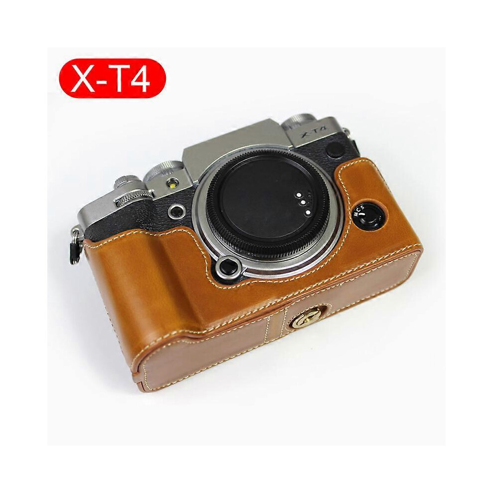 Camera Half Case Protective Handle Compatible With Fujifilm X-T1/X-T2/X-T3/X-T4 Synthetic Leather Aluminum Alloy Xt4 Brown 6901508001572