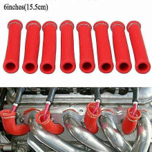 Zündkerzenkabel-Schutzmanschetten, 8 Stück Rot 6 Zoll, Hochtemperaturbeständig bis 1371C für mehrere Automarken