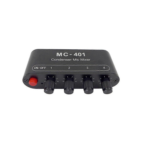 Audio Mixer 4-channel Microphone Amplifier with Independent Volume Control Black 2