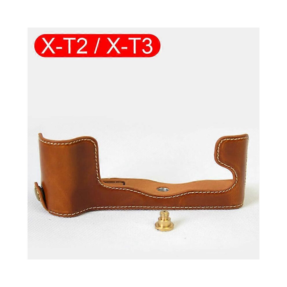 Camera Half Case Cover For Fujifilm X-T1/X-T2/X-T3/X-T4 Synthetic Leather Aluminum Material Xt2 Xt3 Brown 6901508001589