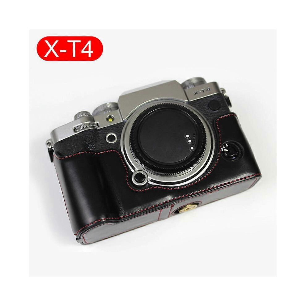 Camera Half Case Protective Grip Compatible With Fujifilm X-T1/X-T2/X-T3/X-T4 Xt4 Synthetic Leather And Aluminum Alloy Material Black 6901508001541