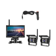 Wireless Reverse Camera Kit 2 Cameras 7 Inch TFT Monitor Night Vision Waterproof IP67 Black