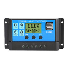 Controlador de Carga Solar, 12V/24V (30A), Gerenciamento de Bateria de Chumbo-Ácido PWM com Display Digital