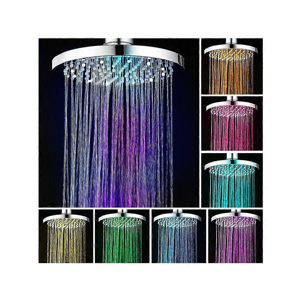 Led Shower Head, 20Cm Round, 7 Colors Automatic Color Changing Hydroelectric Power Saving High Pressure 6901508002708