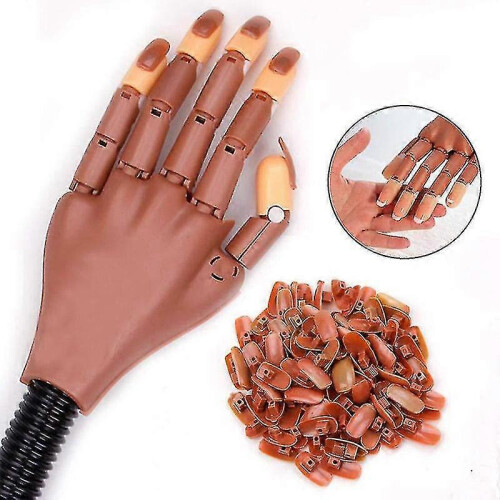 Nail practice fake hand adjustable and detachable with multi joint flexible replaceable nail tips