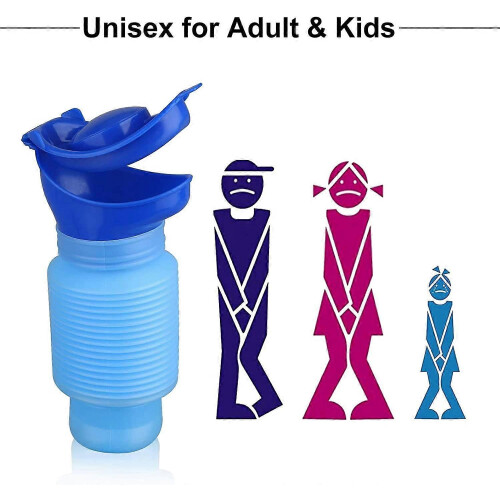 Portable Collapsible Urinal, 2-Pack Unisex, Leakproof and Reusable 2