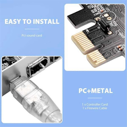 Κάρτα ελέγχου PCI-E FireWire 1394A 3 θύρες 26-pin + 14-pin Μεταφορά 100-400Mbps Μαύρη 2