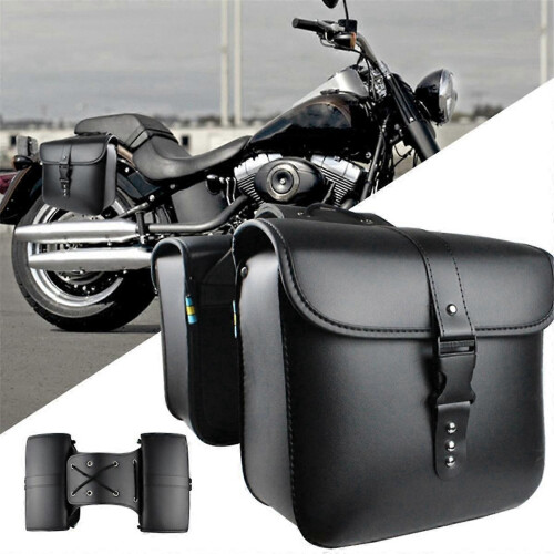Θησαυρός Πλευρικός για Μοτοσυκλέτα 23x24x26cm Υλικό PU Εξωτερική Οδήγηση Μαύρο 2