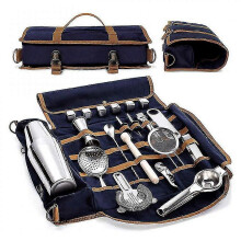 Bartender Travel Bag Canvas Material Blue Single Bag Portable Tool Storage