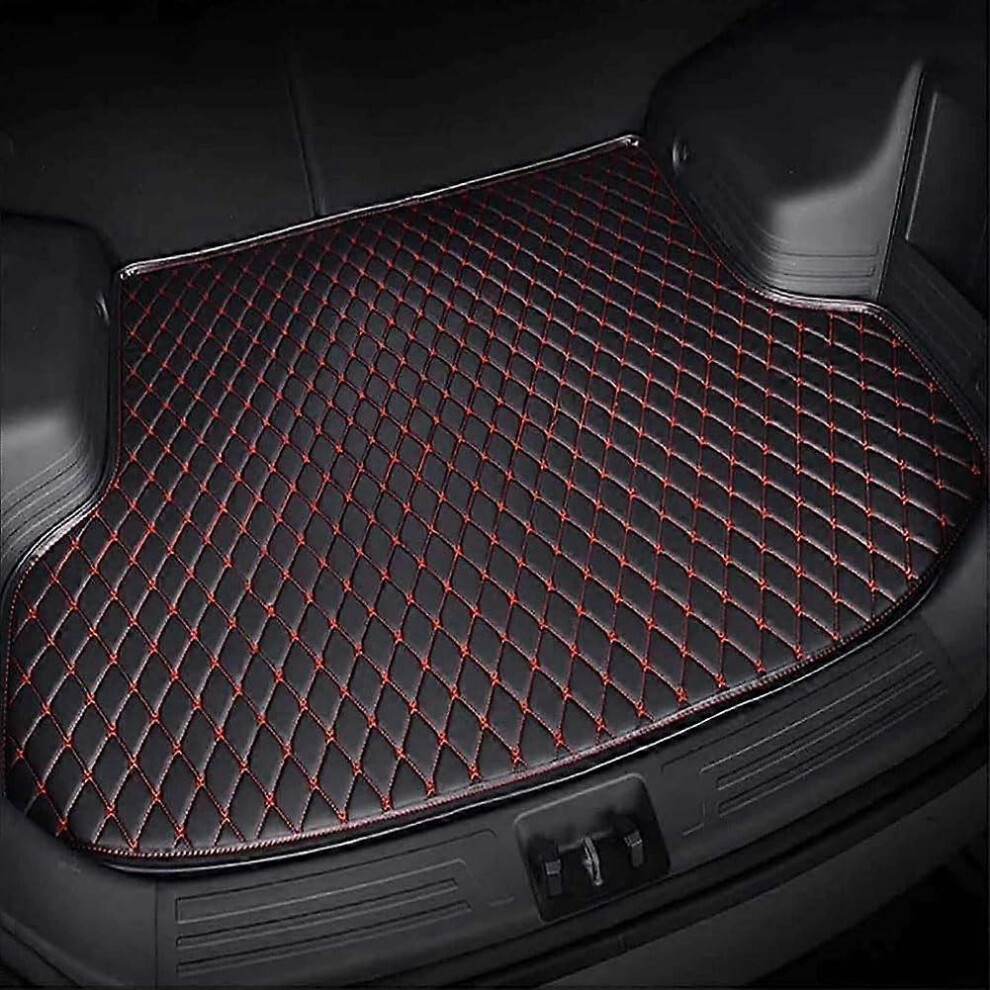 Car Leather Trunk Mat, Suitable For Jeep Compass 2018-2024 With Audio (C -, Normal), Wear-Resistant, Anti-Slip And Waterproof Black/Red 6901508008717