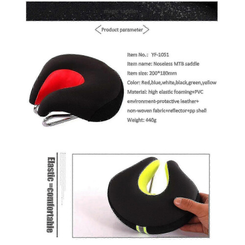 Nostriless Bicycle Saddle YF-1051 Thickened Soft Pad Shock Absorption Black 2