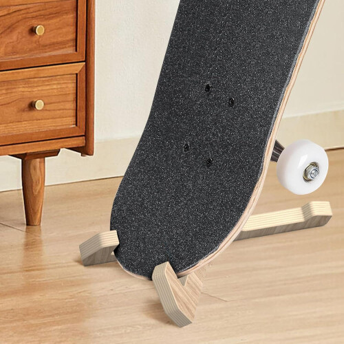 Skateboard Deck Wall Mount Solid Wood Shelf, Vertical Display Wall Holder for Longboards and Snowboards, Indoor Storage 1