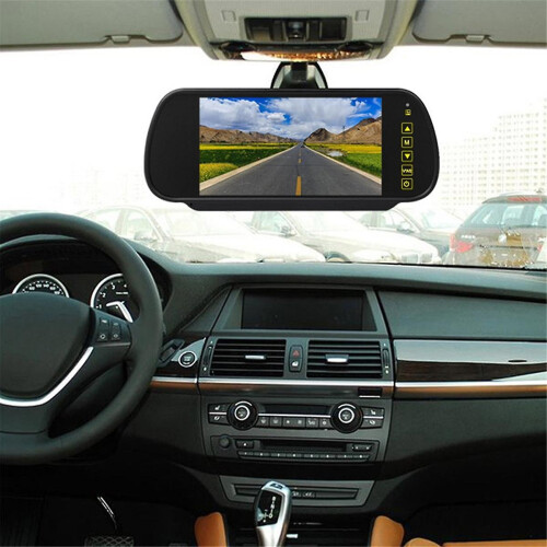 Monitor de Retrovisor LCD para Carro de 1,7 Polegadas com Tela HD 16:9, 2 Entradas AV, Preto, Mudança Automática de Brilho e Universal 1