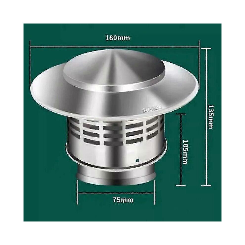 Stainless Steel Chimney Cap 75Mm 304 Material Rainproof Windproof Birdproof 6901508011182