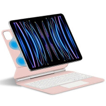 Capa com Teclado para iPad Pro 11/Air com Iluminação por Backlight e Carregamento USB-C Rosa