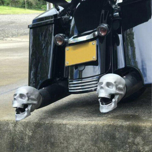 Decoração de Tubo de Escape Esqueleto de Metal Resistente ao Calor Prata para Motocicletas e Carros de 2 Polegadas 2