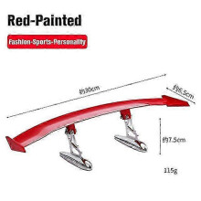 Carbon Fiber Spoiler FG05 30cm verstelbaar hoek geen boorbehoefte rood geverfd