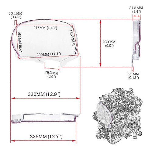 Capa transparente do eixo de cames para Mitsubishi Lancer Evolution 4-8 motor 4G63 resistente a alta temperatura e corrosão 2