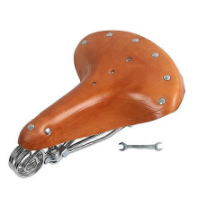 Sella da Bicicletta in Pelle Retro con Molla a Lamma in Acciaio Carbonio, Assorbimento delle Vibrazioni a Curvatura, Marrone Chiaro