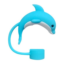 Cute Dolphin Silicone Straw Cover Reusable Dust Proof Cap for Stanley Cup Dishwasher Safe