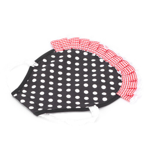 Chicken Saddle Apron Feather Fixer with Elastic Straps Black/White Dots, 22x20cm