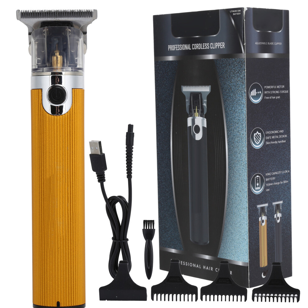 Men's Hair Trimmer, Close Cutting Self Sharpening Titanium Blades Ergonomic Design For Smooth Precise Clipping Performance, Gold Grid For Nightclubs