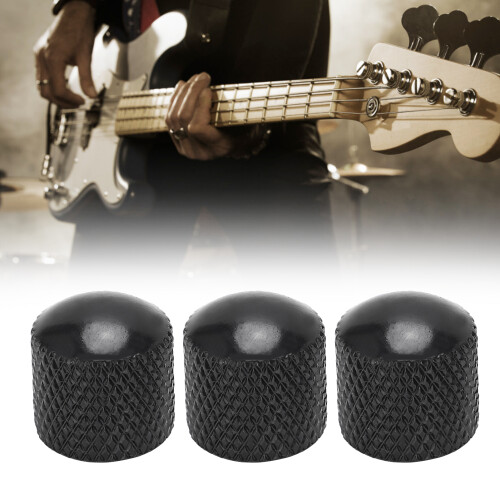 3Pcs Metal & ABS Guitar Control Knobs Volume Tone Replacement Black 1.8cm 1