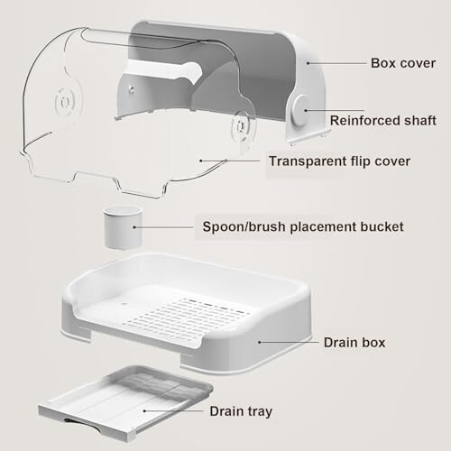 Dustproof Baby Bottle Drying Rack with Storage Box and Removable Drip Tray White 2