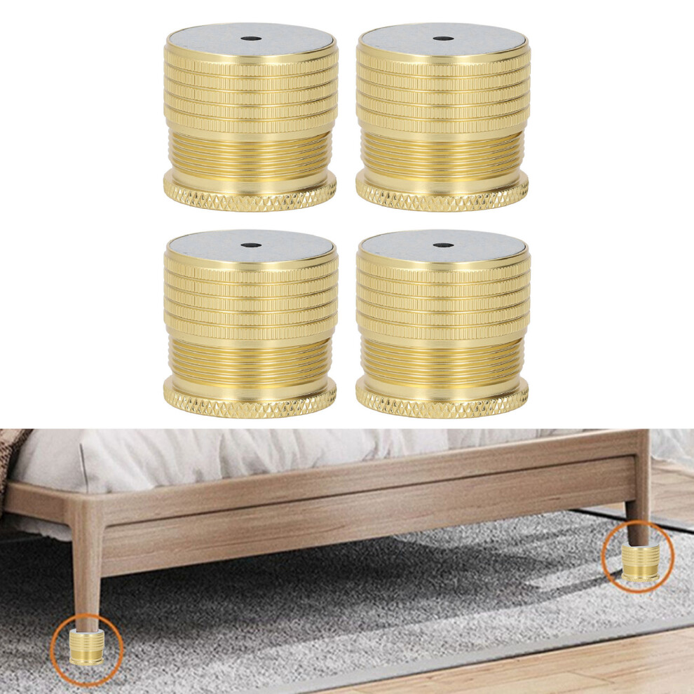 4Pcs Aluminum Alloy Bed Frame Support Legs, Height 23-37Mm, Glossy Gold 8771377757966