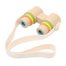 Jumelles en bois pour enfants avec lentille claire et dragonne, dimensions 12x4x7 cm