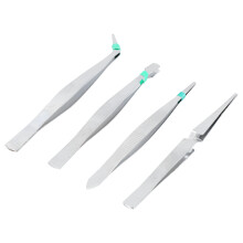 4Pcs Stainless Steel Precision Tweezers Set for Electronics & Jewelry