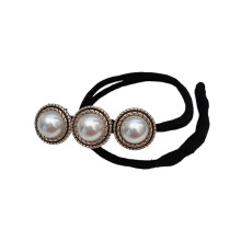 Elásticos de cabelo artesanais com strass, acessório para penteado francês com pérolas artificiais, conjunto de 4 peças com design elegante,